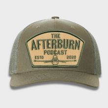 Load image into Gallery viewer, Afterburn Retro Logo Hat – Pale Khaki & Loden Green